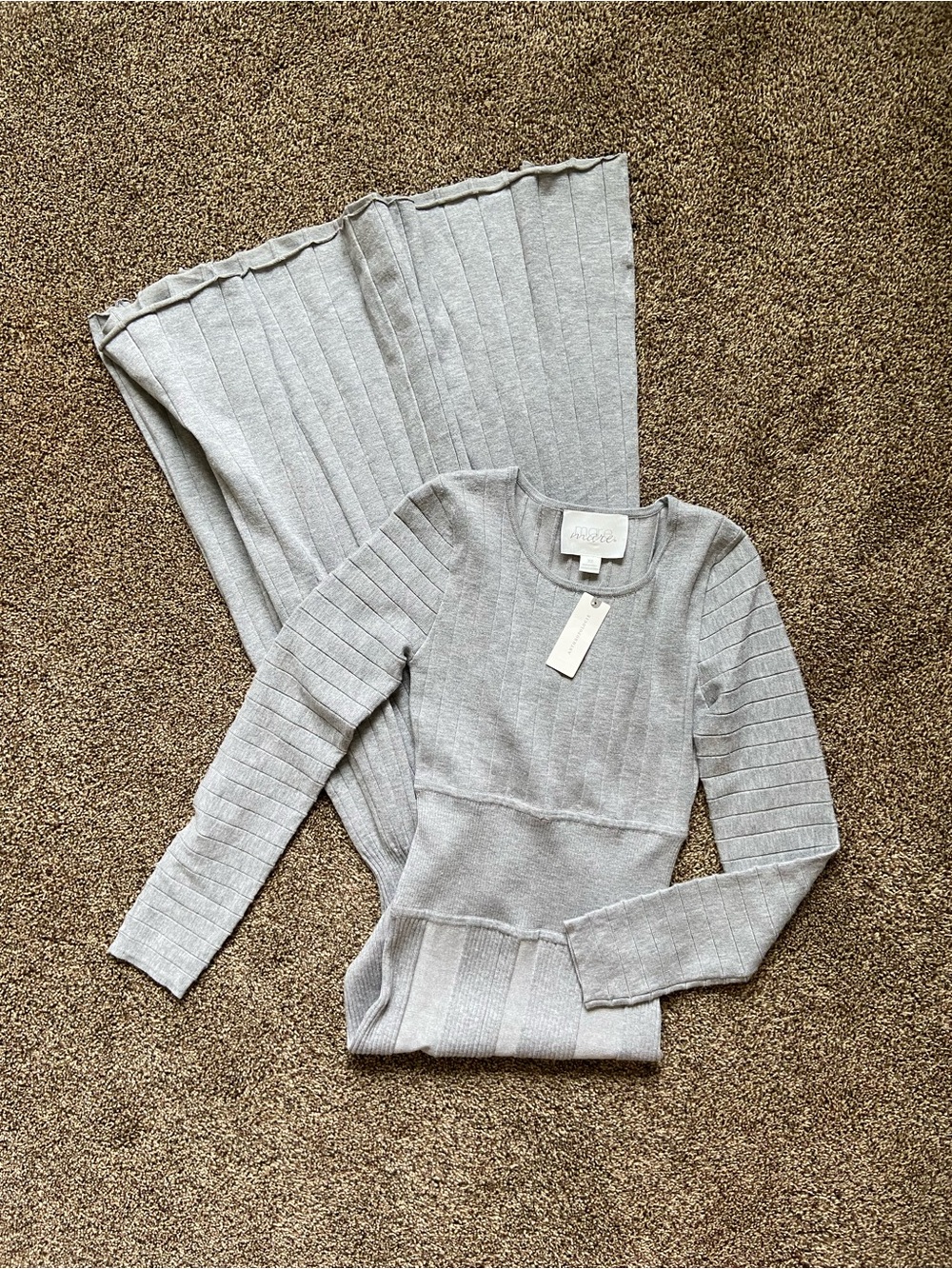 NWT Anthropologie Mare Mare Long-Sleeve Slim Sweater Maxi Dress Grey XS
